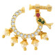 anneau de nez indien dore strass et pierres colorees vue detaillee