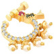 zoom bijou de nez indien non perce avec strass et perles suspendues