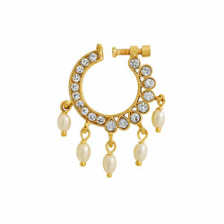 bijou de nez indien strass et perles nacrees modele non perce