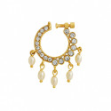Bijou de nez indien strass et perles nacrées – modèle non percé à vis