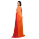 sari indien rouge orange degrade fils argentes vue de dos