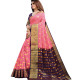 sari indien authentique rose et violet avec dorures vue de cote