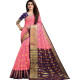 sari indien rose violet avec dorures et choli a coudre pose de face