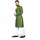 Kurta homme kaki en coton – vue de côté