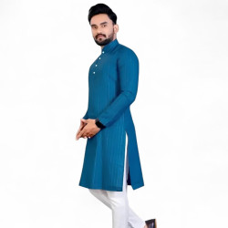 Kurta indien homme bleu canard – vue de côté