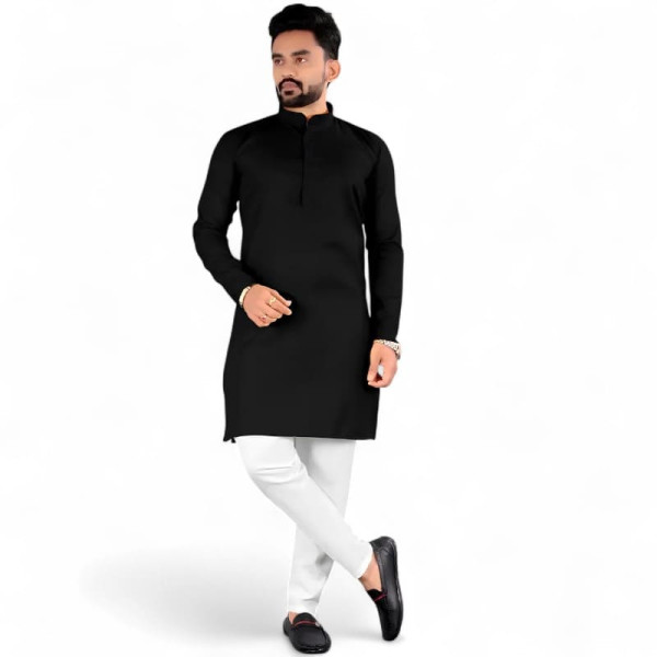 Kurta noir pour homme – vue de face