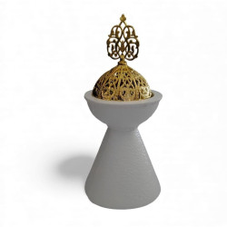 Encensoir à bakhoor conique blanc et doré – sur fond blanc