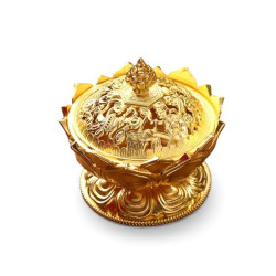 Bruleur d’encens oriental doré avec couvercle ajouré dimensions 7 cm