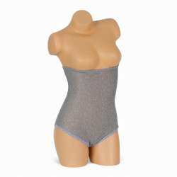 Body à paillettes argentées de danse 