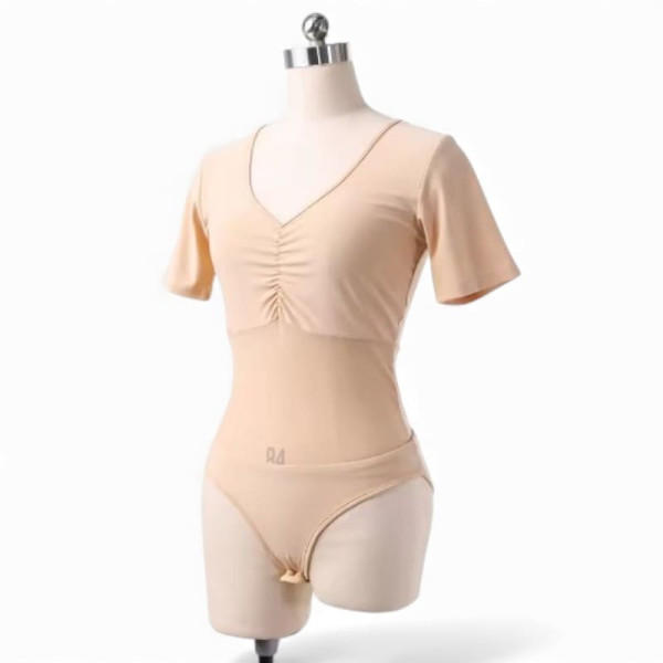 Body de danse orientale couleur peau bi-matière 