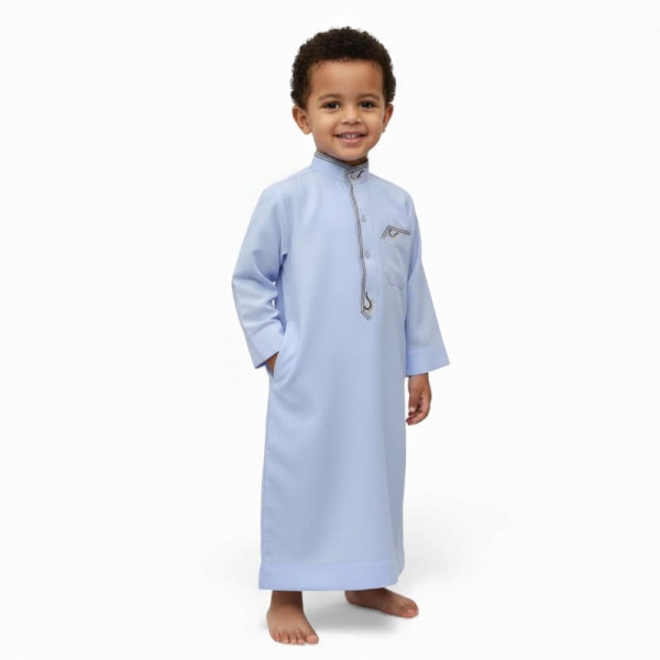 Qamis saoudien brodé enfant de 6 mois à 3 ans Blanc 