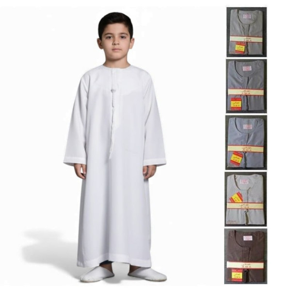 Djellaba garçon col plat manches longues panel de couleurs