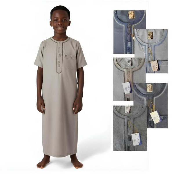 Djellaba garçon omani couleur manches courtes - 8