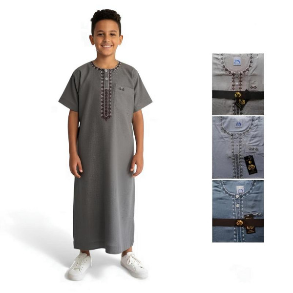 Gandoura bébé garçon style chiné col brodé - 5