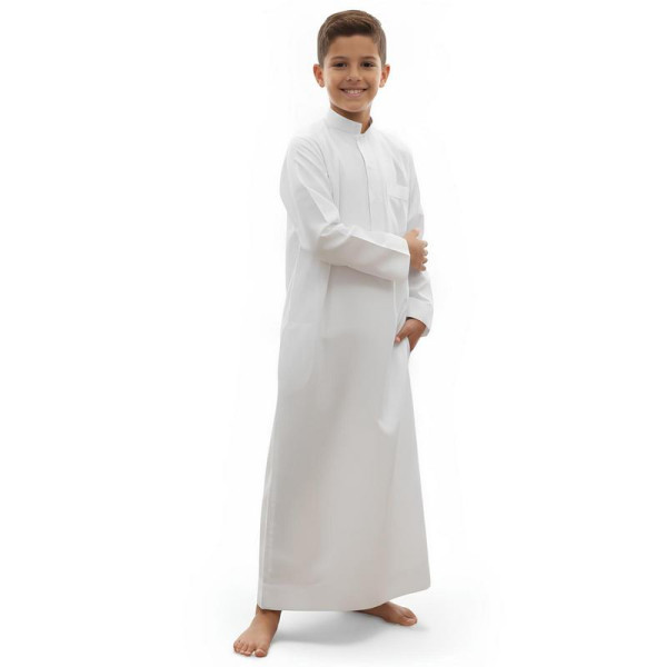 Djellaba garçon blanche col mao - 2