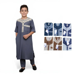 Ensemble pakistanais enfant Qamis pantalon Ikaf - 1