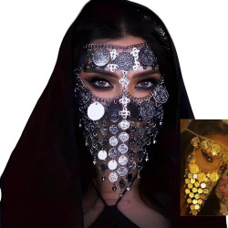 Bijou de visage oriental à pièces doré et argenté