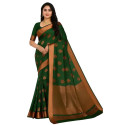 Sari indien femme vert foncé et bronze à motifs traditionnels élégants