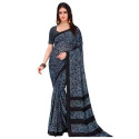 Sari indien imprimé léopard gris et noir – Coupon moderne fluide pour femme
