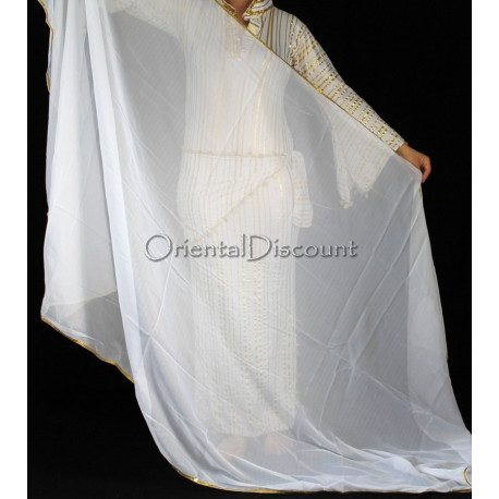 Voile rectangulaire de danse orientale blanc