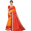 Sari indien rouge orangé quadrillé