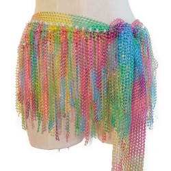 Ceinture de danse orientale strass multicolore à nouer, résille scintillante portée à la taille