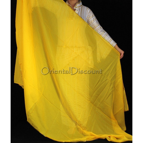 Voile rectangulaire de danse orientale jaune
