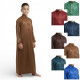 Qamis enfant manches longues caramel, style saoudien avec col montant et poche poitrine