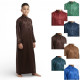 Qamis enfant manches longues couleur chocolat, style saoudien avec col montant et coupe fluide