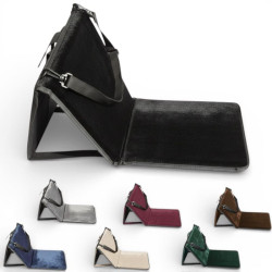 tapis de prière de voyage pliable avec bandoulière présenté en version noire et déclinaisons de couleurs