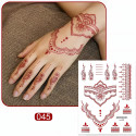 Planche de tatouages temporaires henné en stickers – Motif floral oriental pour la main
