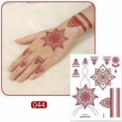 Planche de tatouages temporaires henné en stickers – Motif rosace florale ornementale pour la main - 1