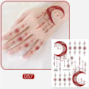 Planche de tatouages temporaires henné en stickers – Motif lune bohème et symboles célestes