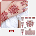 Planche de tatouages temporaires henné en stickers – Mandala symétrique et décoratif pour la main