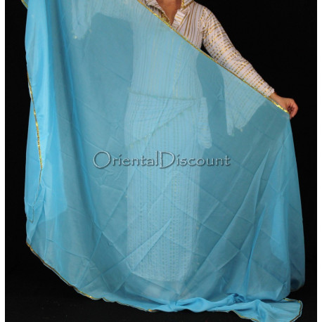 Voile rectangulaire de danse orientale turquoise