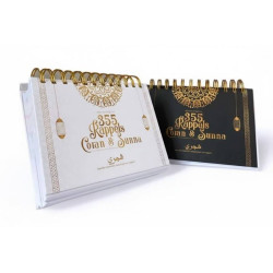 Calendrier 355 rappels Coran & Sunna blanc et noir agenda hégirien bilingue français arabe format 17x11,5 cm spirale dorée