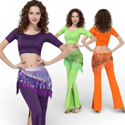 Tenue de cours de danse orientale femme ensemble confortable avec franges pour entrainement