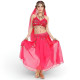 Ensemble de danse orientale top + jupe longue à sequins fuschia - 1