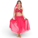 Ensemble de danse orientale top + jupe longue à sequins fuschia
