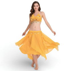 Costume de danse femme style oriental jaune - 1