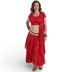 Costume de danse indienne rouge et doré - 1