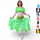 Costume de danse orientale vert clair avec jupe asymetrique a volants