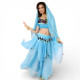 Costume de danse orientale femme bleu ciel avec voile léger et jupe longue transparente