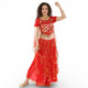 Costume de danse orientale à froufrous brillants Rouge - 1
