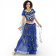Costume de danse orientale à froufrous brillants Bleu roy - 1