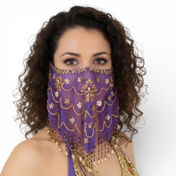 Voile de visage de danse orientale violet - 1