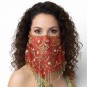 Voile de visage de danse orientale rouge