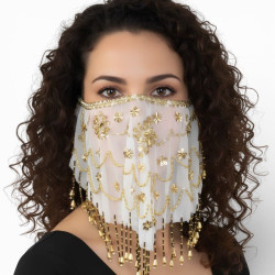 Voile de visage de danse orientale blanc - 1