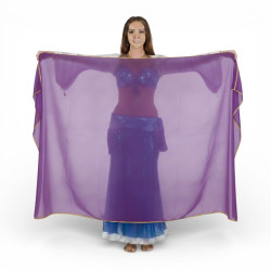 Voile rectangulaire de danse orientale violet - 1