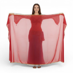 Voile rectangulaire de danse orientale rouge - 1